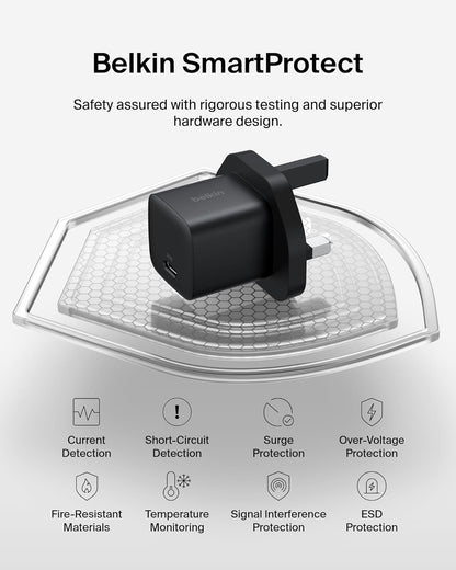 Belkin USB-C Plug 25W - USB-C Phone Charger PD 3.0 Fast Charging with PPS for Apple iPhone 16, iPhone 15 Plus, Pro, Pro Max, iPad Pro, Samsung Galaxy S25, Pixel 9, Nintendo Switch, & More
