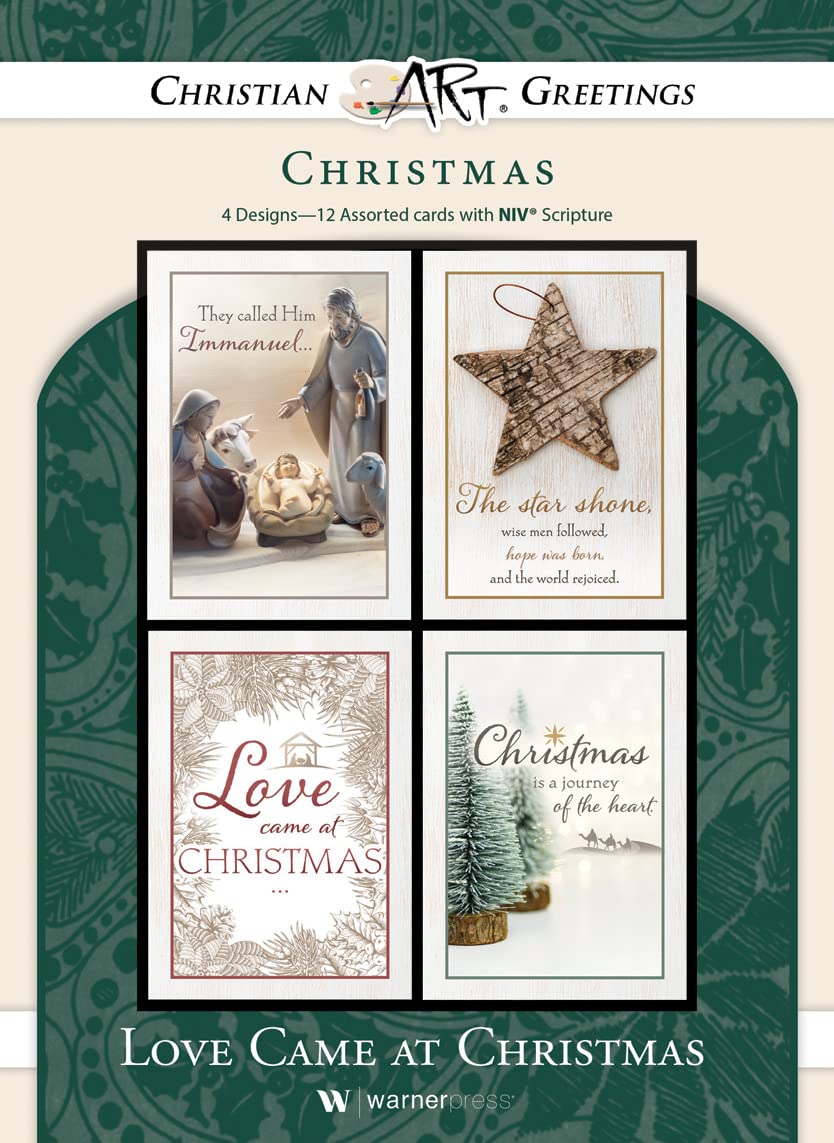 Greeting Cards Assortment Box - Love Came at Christmas, (NIV) - Christmas Greeting Cards - Motivational Bible Verse Cards - Scripture Cards with Bible Verses - Box of 12
