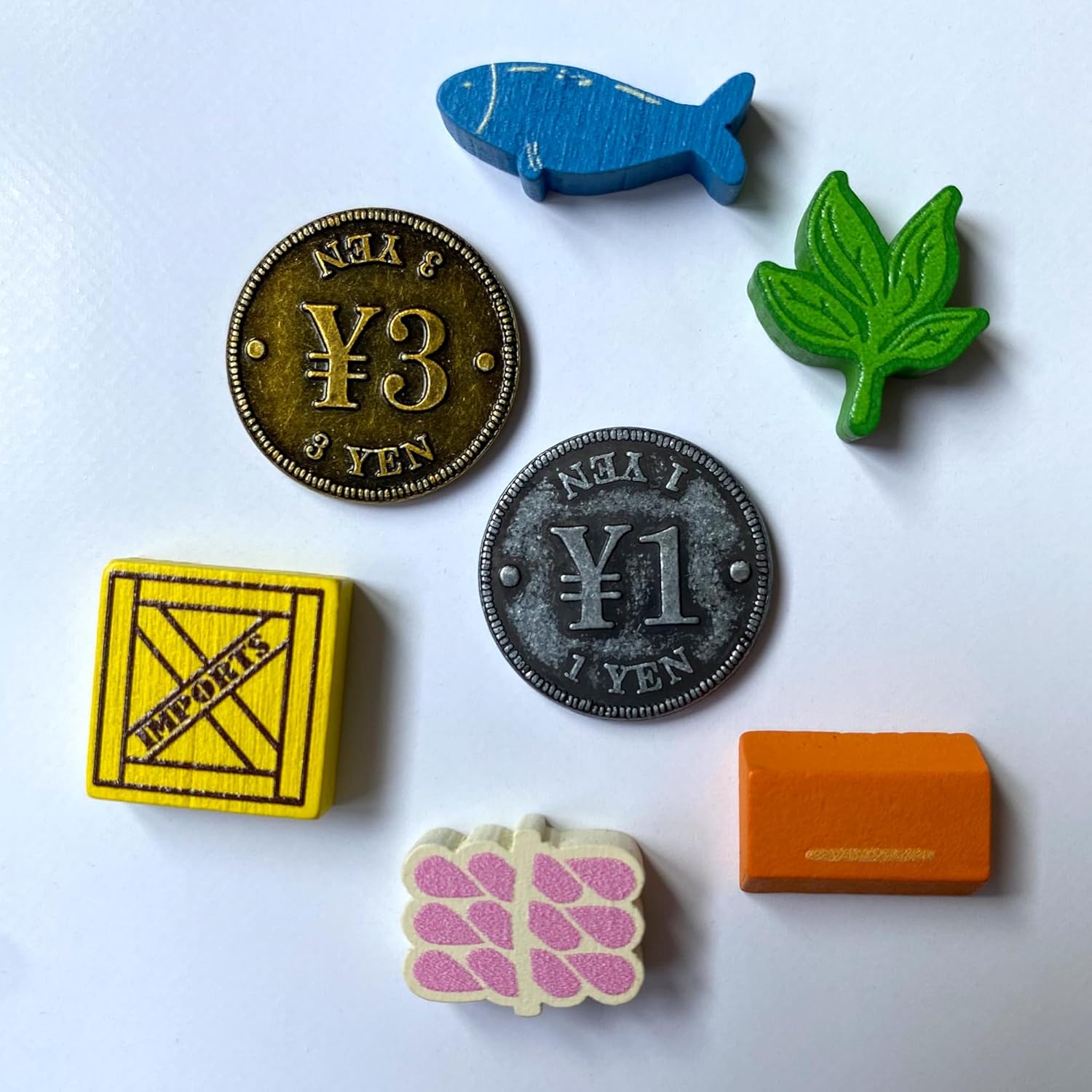 Synapses Games | Yokohama: Premium Tokens | Strategy Board Game Accessory | Upgraded Wood Tokens and Metal Coins