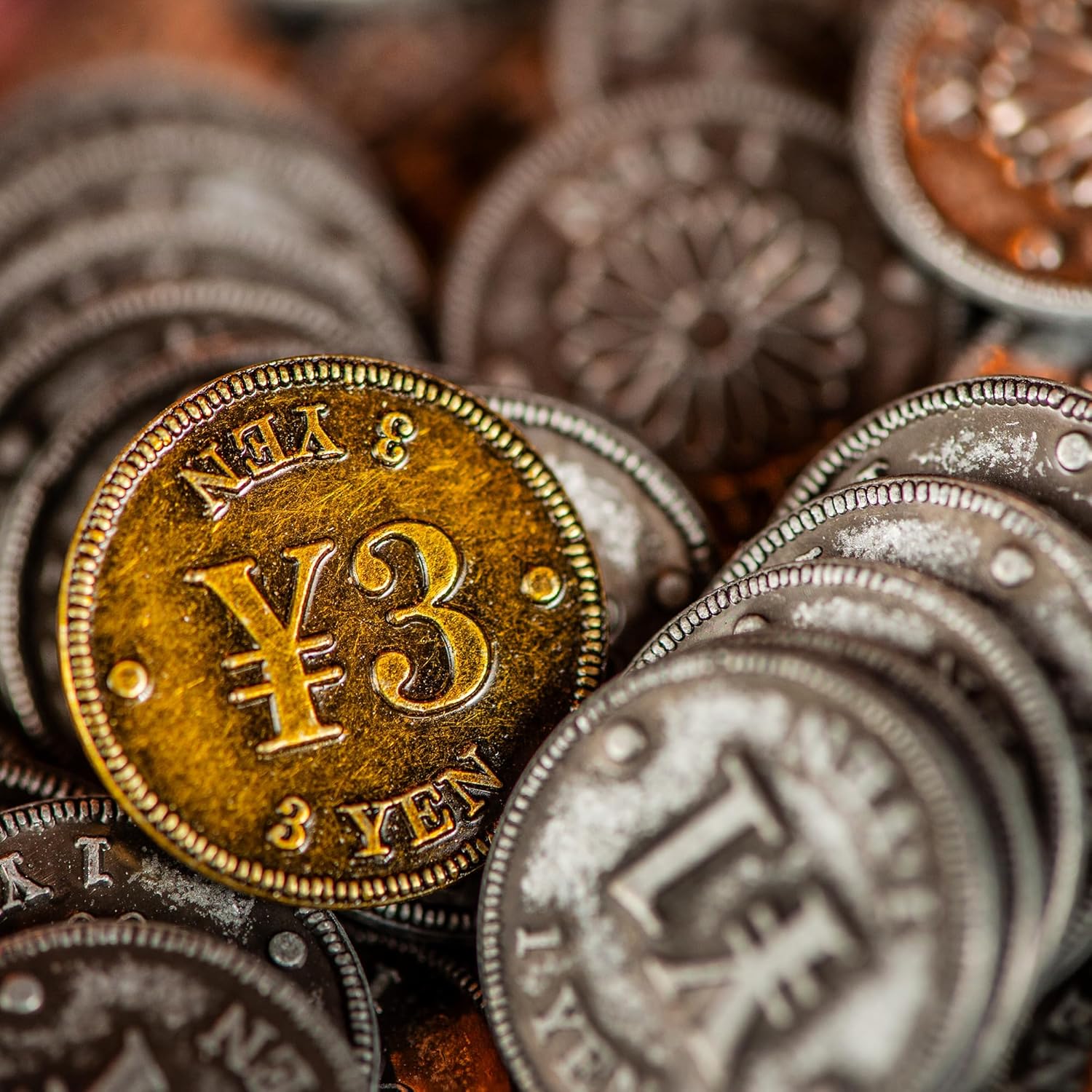 Synapses Games | Yokohama: Premium Tokens | Strategy Board Game Accessory | Upgraded Wood Tokens and Metal Coins