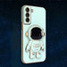 Plating Fold Stand Holder Phone Case for Samsung Galaxy S22 Ultra Note20 Note10 S21 Plus S20 FE A22 A32 A52 A72 Astronaut Cover, Mint, for S21 FE