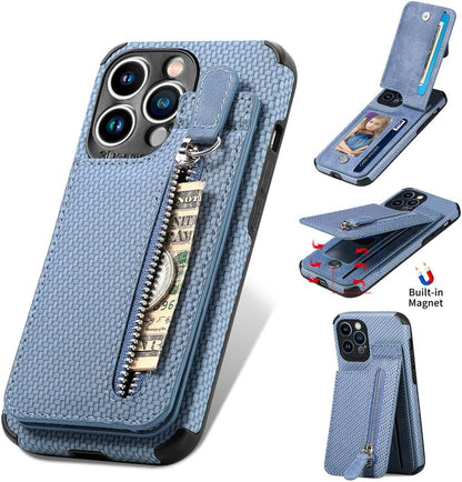 Zipper Cards Wallet Leather Phone Case For iPhone 13 12 Mini 11 Pro Max X XS XR 8 7 6 6S Plus SE 2020 Purse Card Holder Cover,Blue,For iPhone X XS