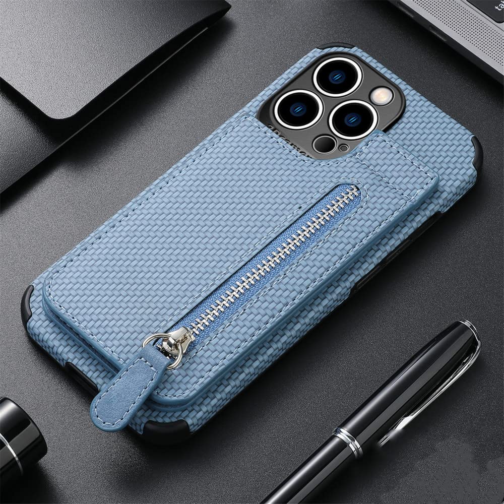 Zipper Cards Wallet Leather Phone Case For iPhone 13 12 Mini 11 Pro Max X XS XR 8 7 6 6S Plus SE 2020 Purse Card Holder Cover,Blue,For iPhone X XS