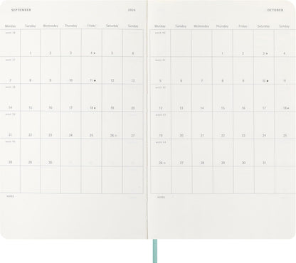 Moleskine Weekly Planner 2026 Precious and Ethical, 12-Month Weekly Agenda With Space For Notes, Vegan Soft Cover Python Effect, Sage Green Color, Size 13x21 cm