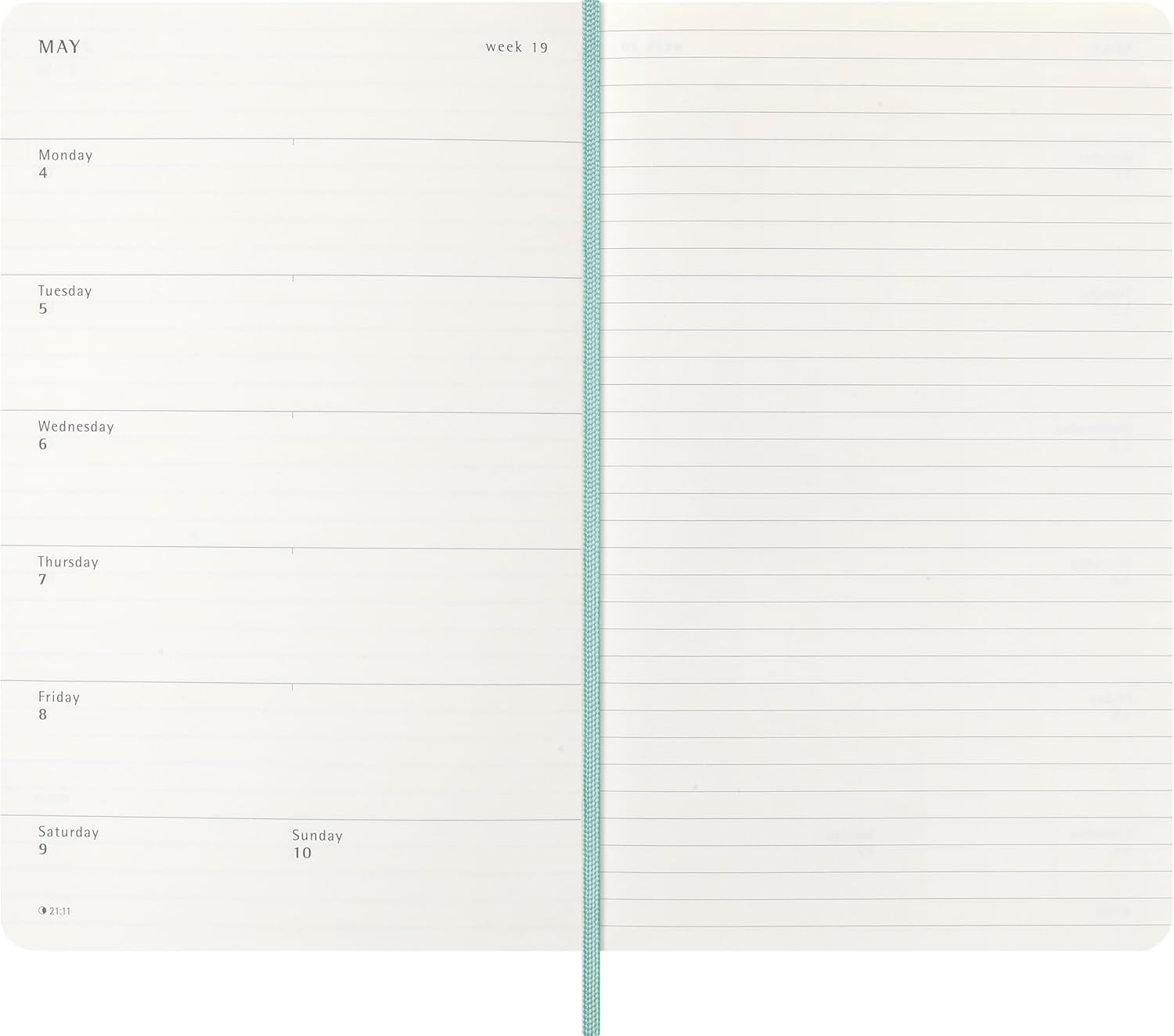 Moleskine Weekly Planner 2026 Precious and Ethical, 12-Month Weekly Agenda With Space For Notes, Vegan Soft Cover Python Effect, Sage Green Color, Size 13x21 cm