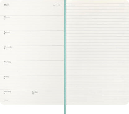 Moleskine Weekly Planner 2026 Precious and Ethical, 12-Month Weekly Agenda With Space For Notes, Vegan Soft Cover Python Effect, Sage Green Color, Size 13x21 cm