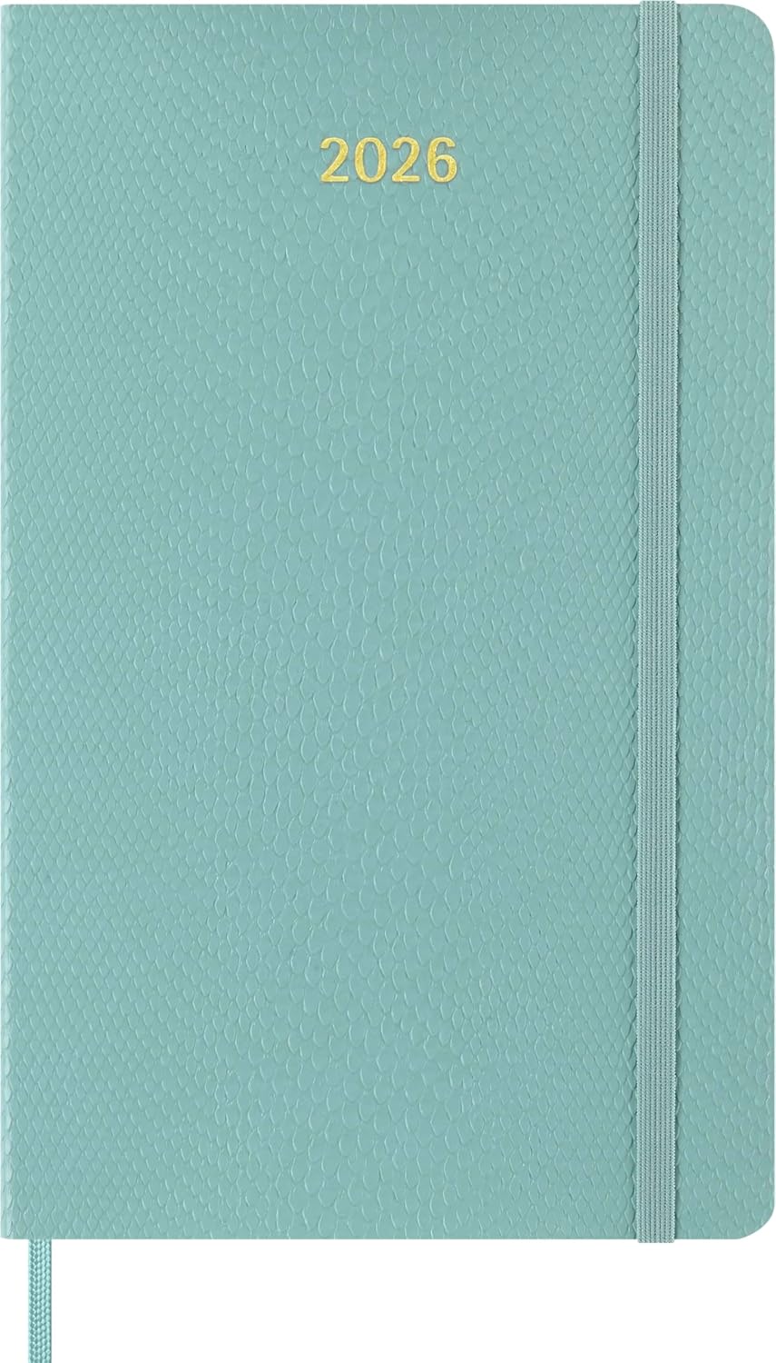 Moleskine Weekly Planner 2026 Precious and Ethical, 12-Month Weekly Agenda With Space For Notes, Vegan Soft Cover Python Effect, Sage Green Color, Size 13x21 cm