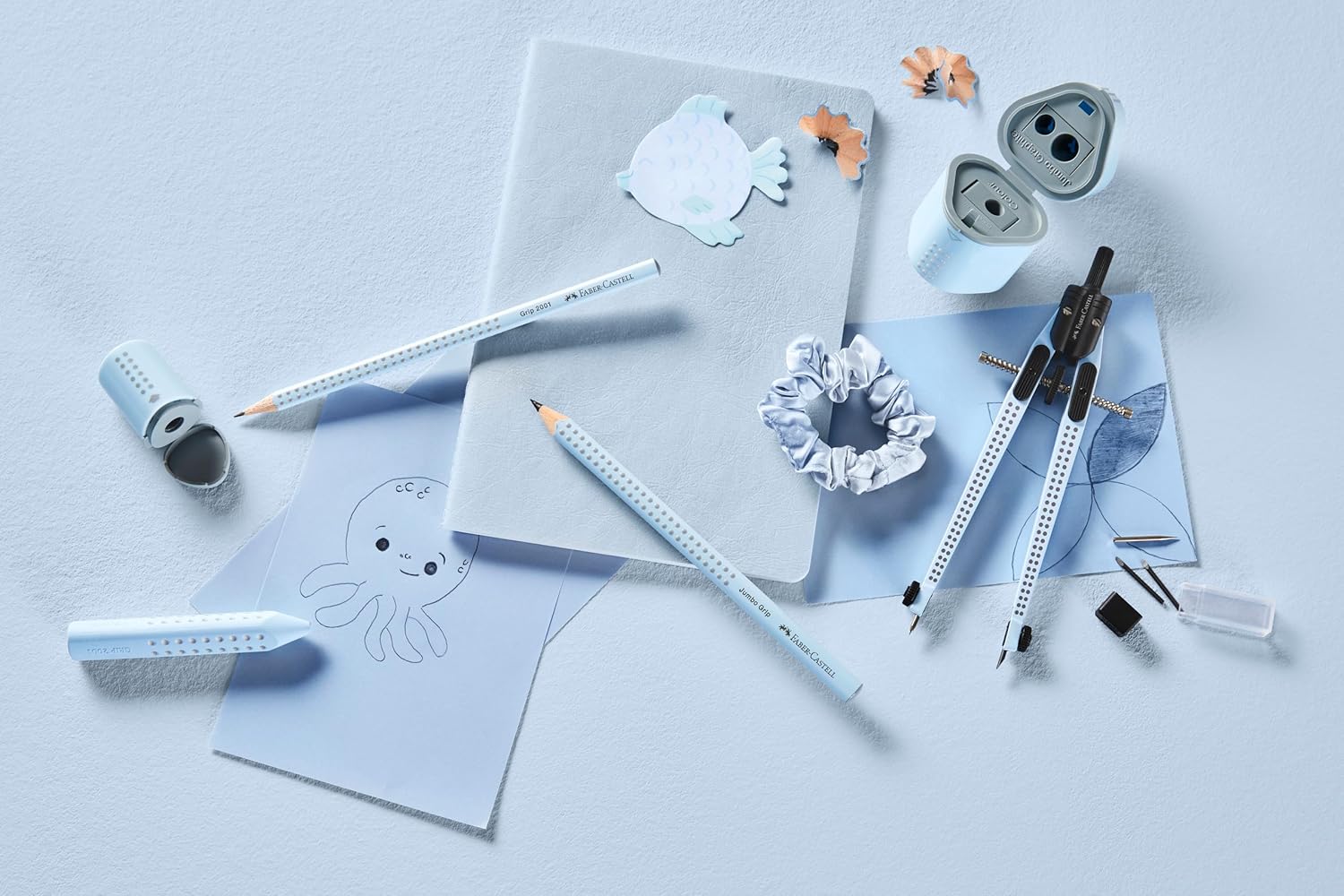 Faber-Castell 174074 - Compás Grip Articulado - Sky Blue