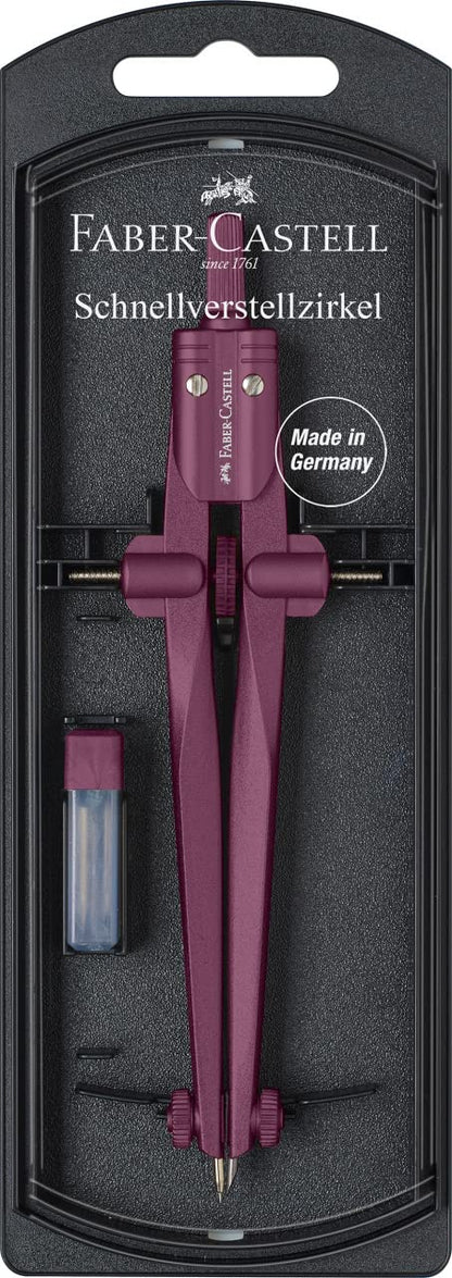 Faber-Castell Stream 2022 Compass with Quick-Set Mechanism - Blackstone or Berry