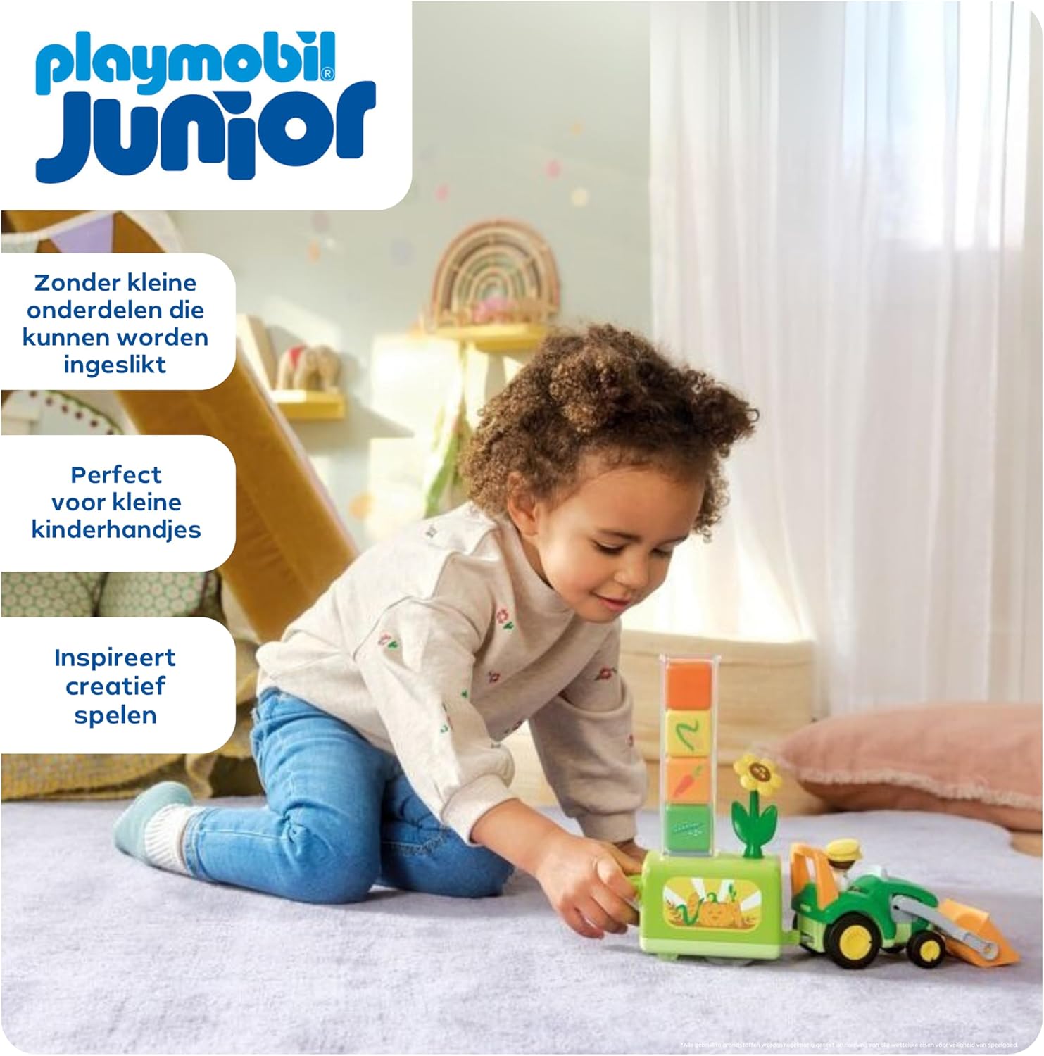 Playmobil | JUNIOR | Tractor with fun planter | Toy from 1 year | Gift for toddlers | Promotes learning about vegetables and colors | Sustainable toy with outdoor function & accessories | 71773