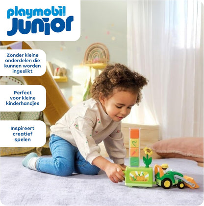 Playmobil | JUNIOR | Tractor with fun planter | Toy from 1 year | Gift for toddlers | Promotes learning about vegetables and colors | Sustainable toy with outdoor function & accessories | 71773