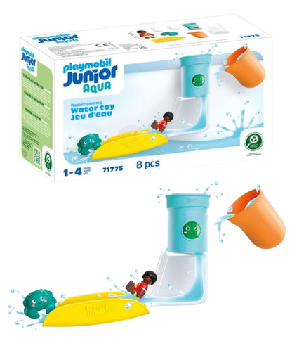 PLAYMOBIL Junior Aqua 71775 Watervaltank met glijbaan, waterspeelgoed vanaf 1 jaar, cadeau voor kleine kinderen, duurzaam badspeelgoed met glijbaan en waterval