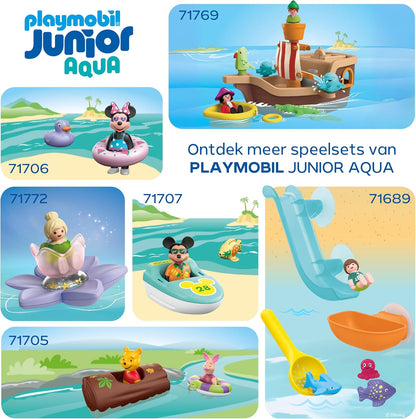 PLAYMOBIL Junior Aqua 71775 Watervaltank met glijbaan, waterspeelgoed vanaf 1 jaar, cadeau voor kleine kinderen, duurzaam badspeelgoed met glijbaan en waterval