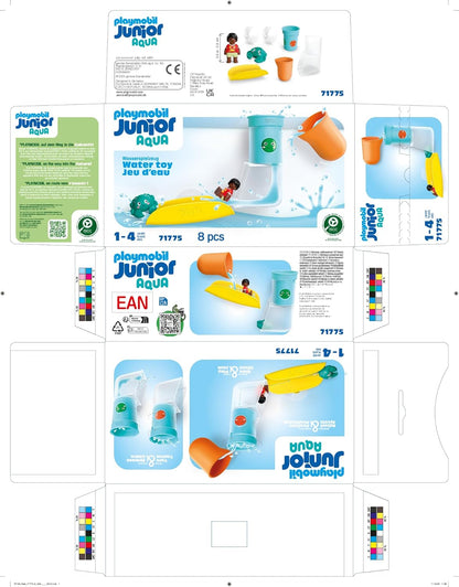 PLAYMOBIL Junior Aqua 71775 Watervaltank met glijbaan, waterspeelgoed vanaf 1 jaar, cadeau voor kleine kinderen, duurzaam badspeelgoed met glijbaan en waterval