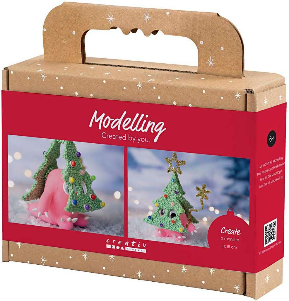 Creativ Company 977829 Christmas Tree Monster Modelling Decoration Mini Craft Set, Assorted