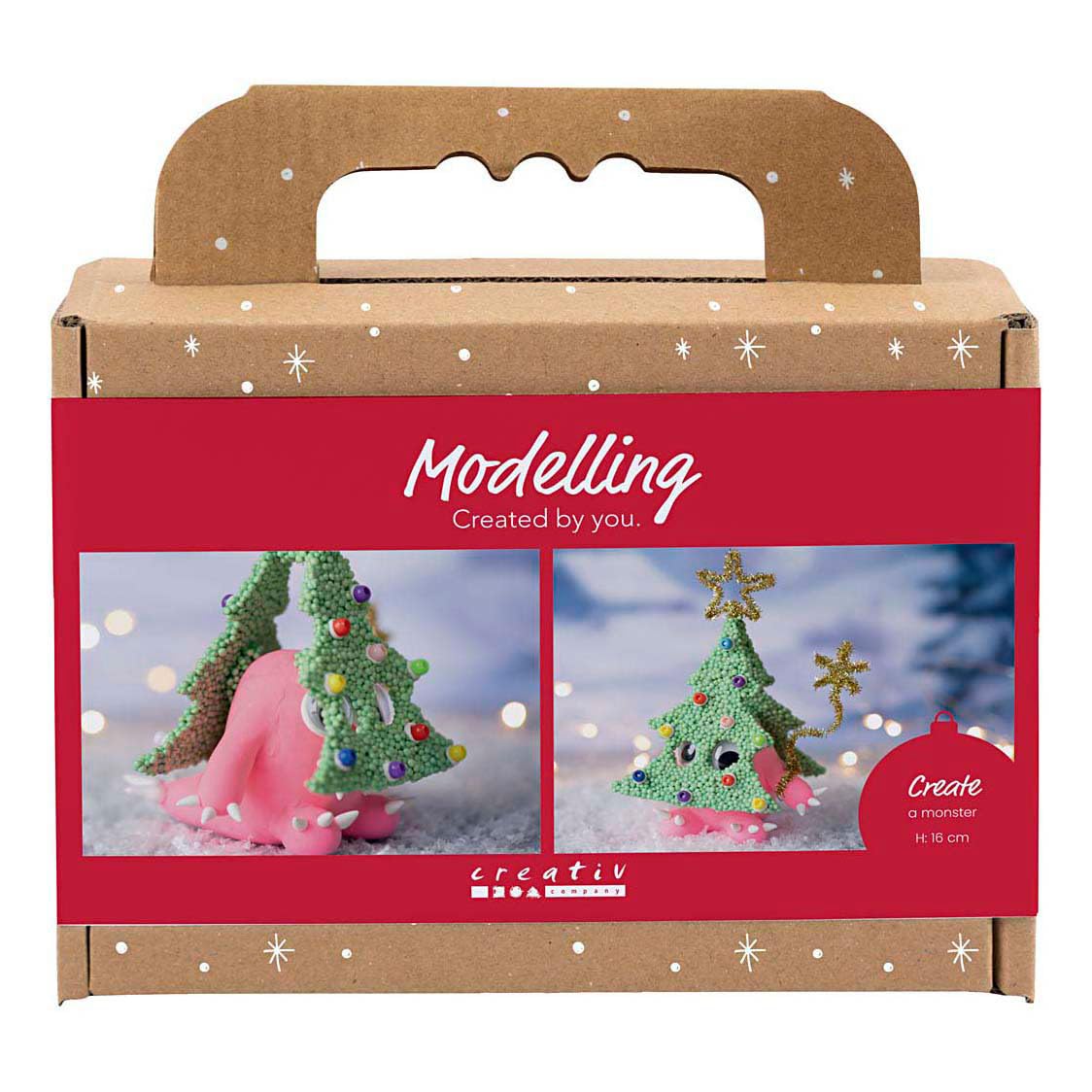 Creativ Company 977829 Christmas Tree Monster Modelling Decoration Mini Craft Set, Assorted