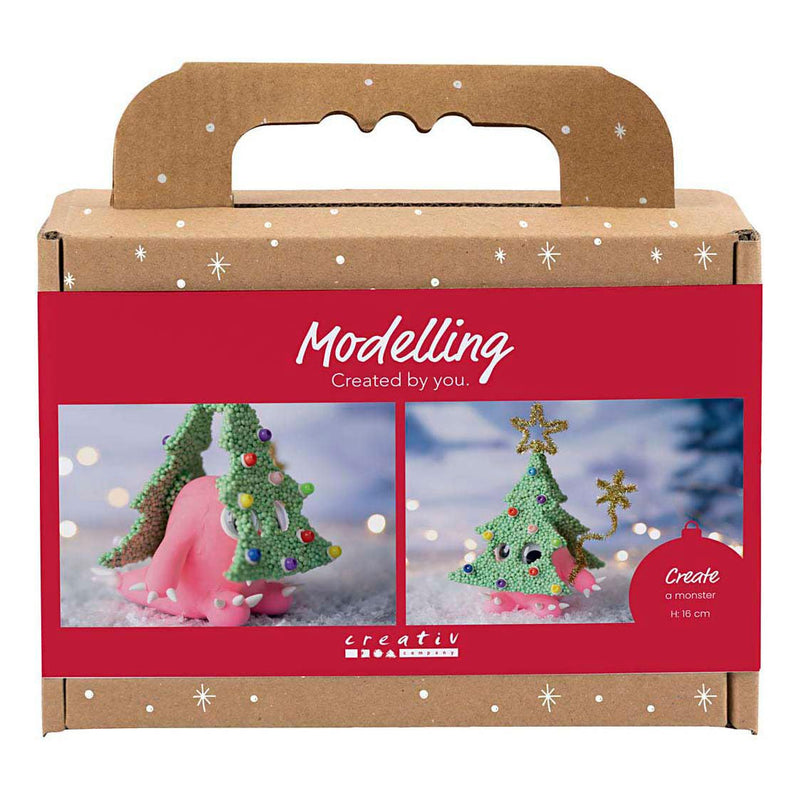Creativ Company 977829 Christmas Tree Monster Modelling Decoration Mini Craft Set, Assorted