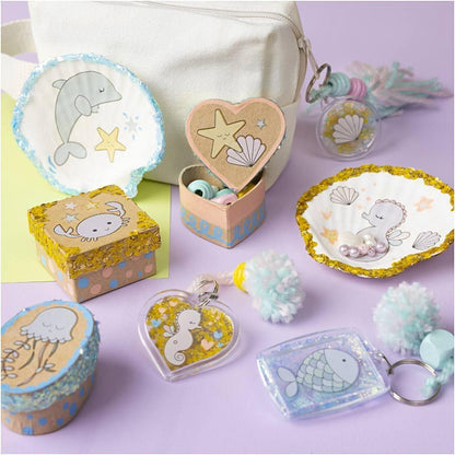 Craft Kit Decoration, Boxes, Shells, Key Rings, Pastel Colours, 1 Pack