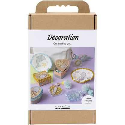 Craft Kit Decoration, Boxes, Shells, Key Rings, Pastel Colours, 1 Pack