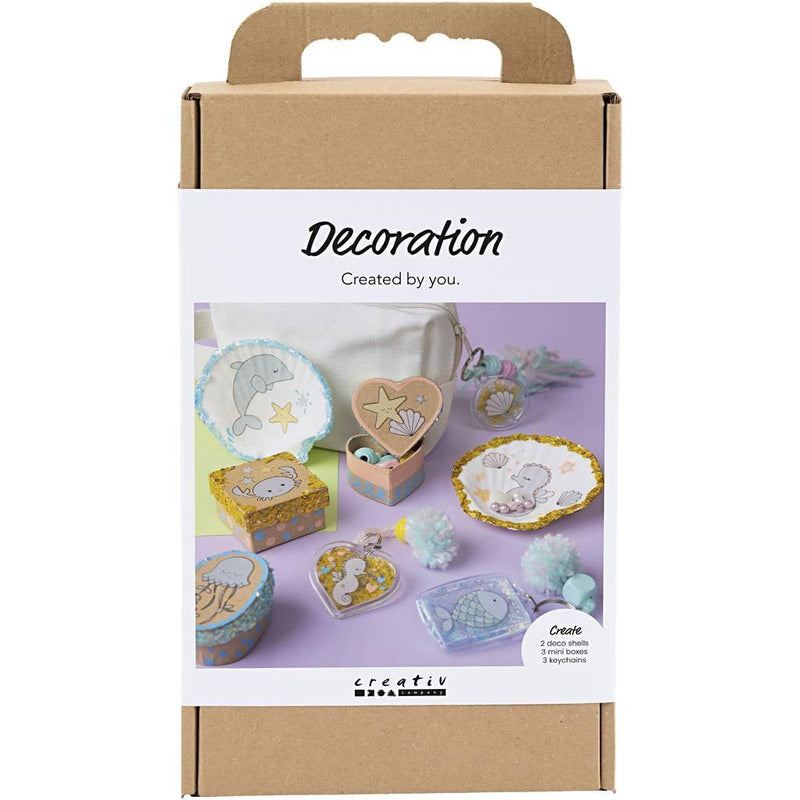 Craft Kit Decoration, Boxes, Shells, Key Rings, Pastel Colours, 1 Pack