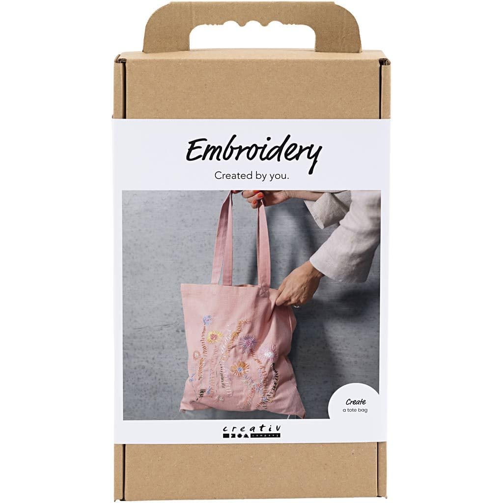 Craft Kit Embroidery, Tote Bag, Soft Rose, 1 Pack