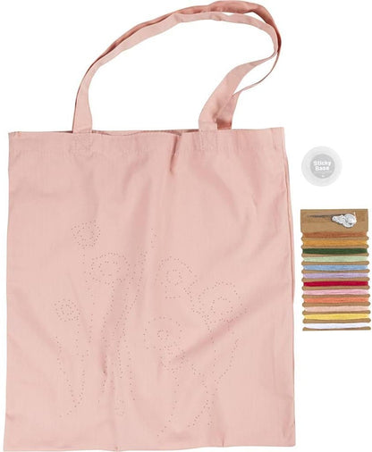 Craft Kit Embroidery, Tote Bag, Soft Rose, 1 Pack