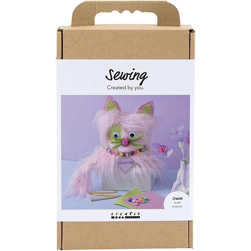 Craft Kit Sewing, Cat, Assorted Colours, 1 Pack