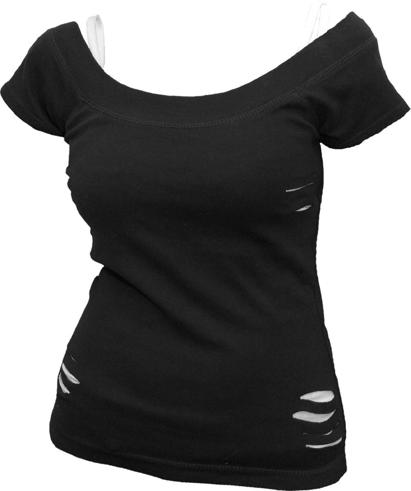 Spiral - 5Fdp - Assassin - 2in1 Red Ripped Top Black