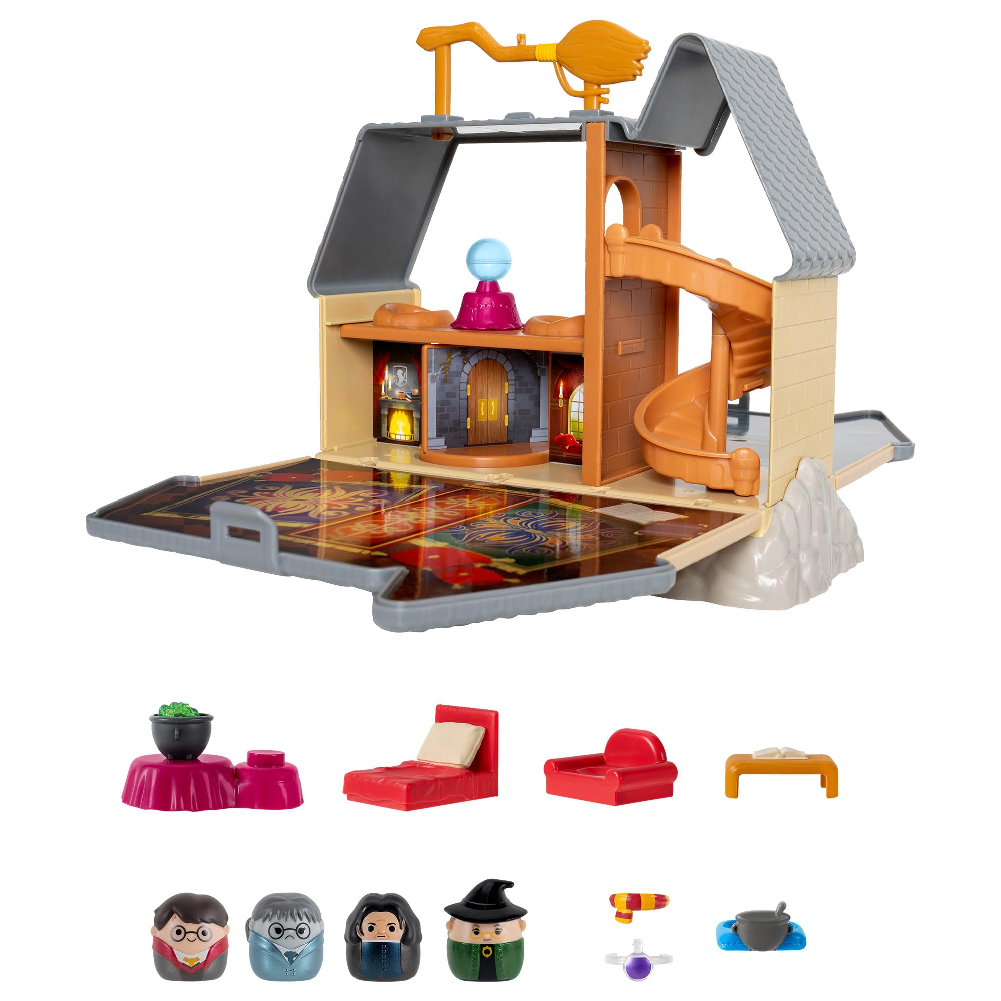 Squish-a-longs “Harry Potter” Hogwarts Castle Playset - Severus Snape, Harry Potter, Minerva McGonagall, and Moaning Myrtle, Accessories and play and display Hogwarts Castle