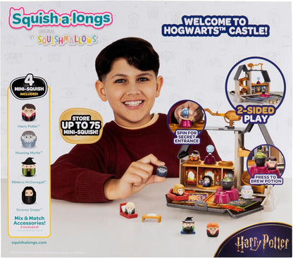 Squish-a-longs “Harry Potter” Hogwarts Castle Playset - Severus Snape, Harry Potter, Minerva McGonagall, and Moaning Myrtle, Accessories and play and display Hogwarts Castle