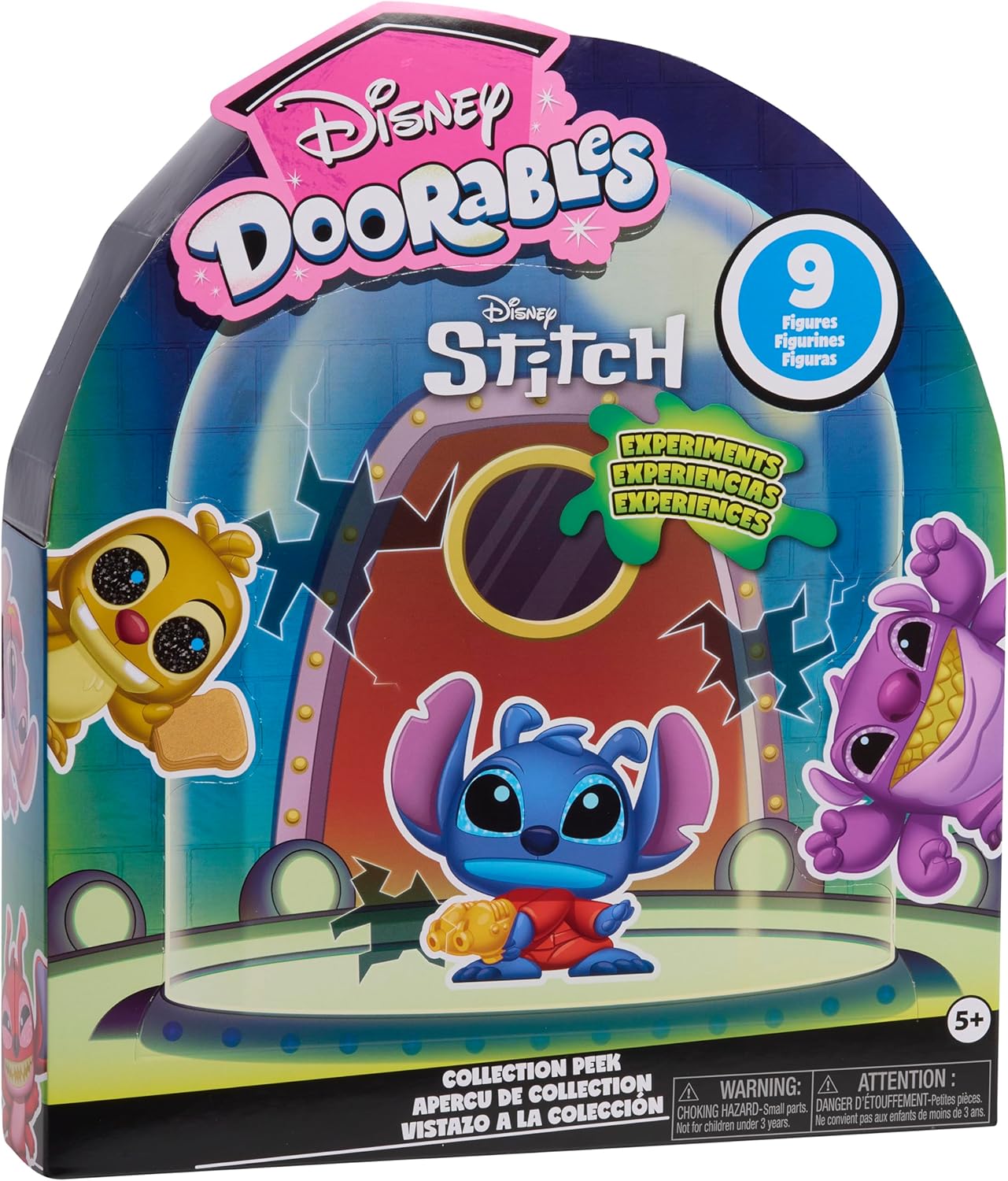 Just Play Disney Doorables Stitch Experiments Collection Peek, 9 Collectible 1.5 Inch Toys, Boys and Girls Ages 5 and Up