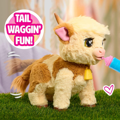 Just Play furReal Maggie, die Kuh, Funktionsplüschtier, interaktives Spielzeug, 50+ Geräusche und Reaktionen, Plüschtier, Kinderspielzeug ab 4 Jahren, 28cm, Hochlandrind