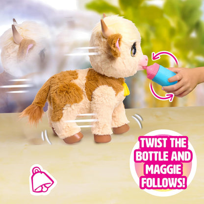 Just Play furReal Maggie, die Kuh, Funktionsplüschtier, interaktives Spielzeug, 50+ Geräusche und Reaktionen, Plüschtier, Kinderspielzeug ab 4 Jahren, 28cm, Hochlandrind