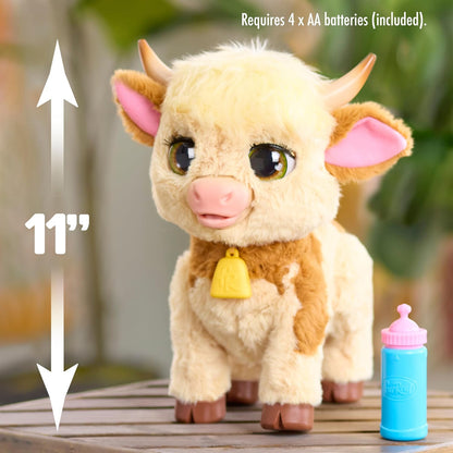 Just Play furReal Maggie, die Kuh, Funktionsplüschtier, interaktives Spielzeug, 50+ Geräusche und Reaktionen, Plüschtier, Kinderspielzeug ab 4 Jahren, 28cm, Hochlandrind