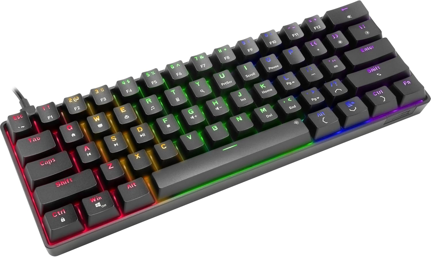 Speedlink - Atmos Rgb Rainbow Mechanical 60% Gaming Keyboard With Brown Switches, Black - Us Layout