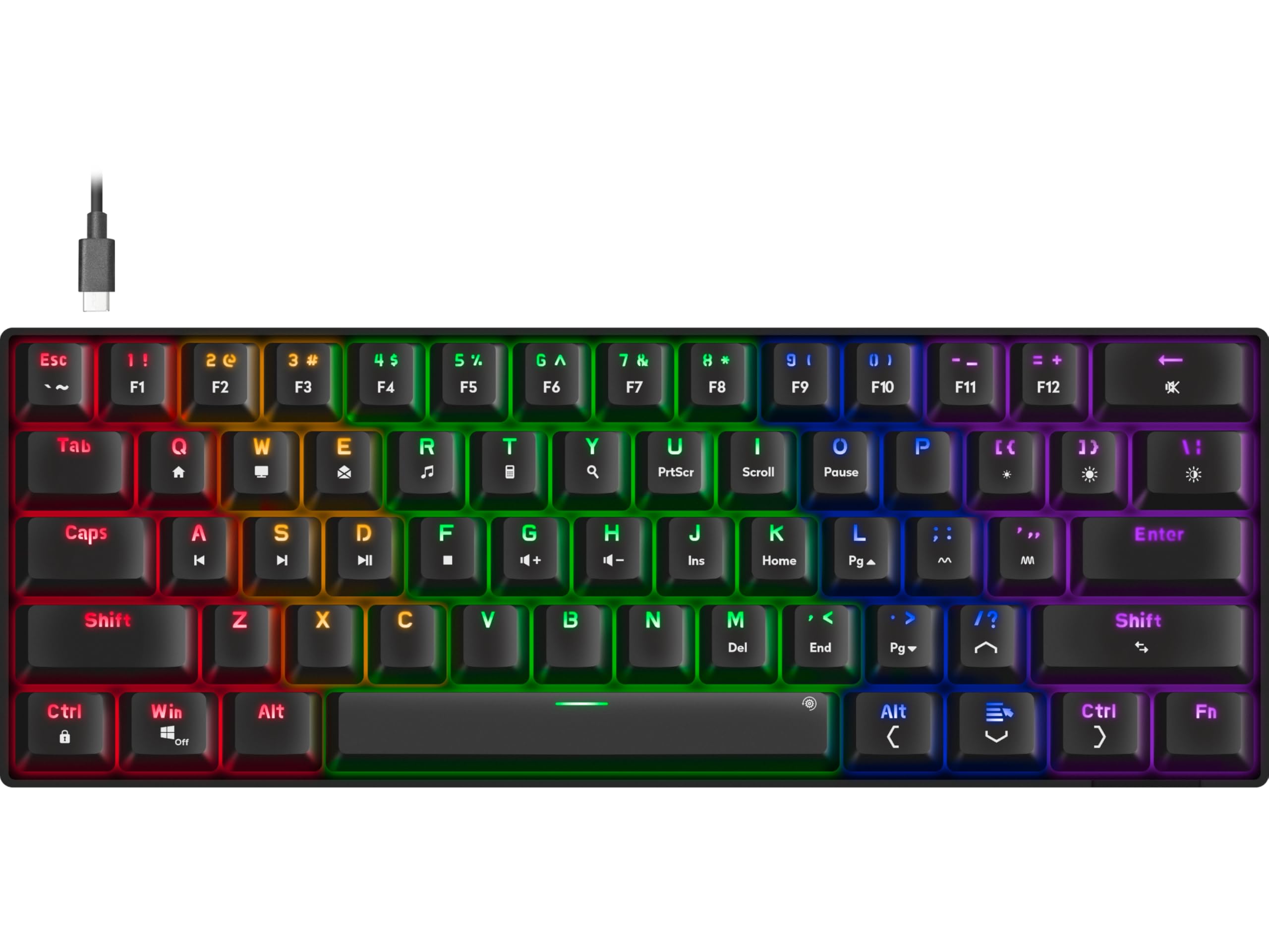 Speedlink - Atmos Rgb Rainbow Mechanical 60% Gaming Keyboard With Brown Switches, Black - Us Layout