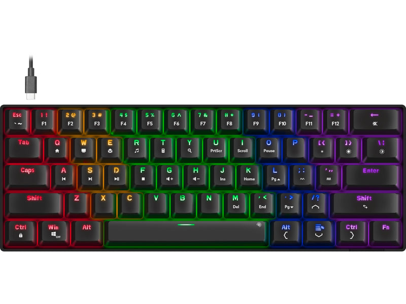 Speedlink - Atmos Rgb Rainbow Mechanical 60% Gaming Keyboard With Brown Switches, Black - Us Layout