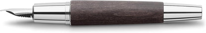 Faber-Castell e-motion 148222 Fountain Pen Wood/Chrome/EF Nib with Gift Packaging/Barrel Colour Black/Silver