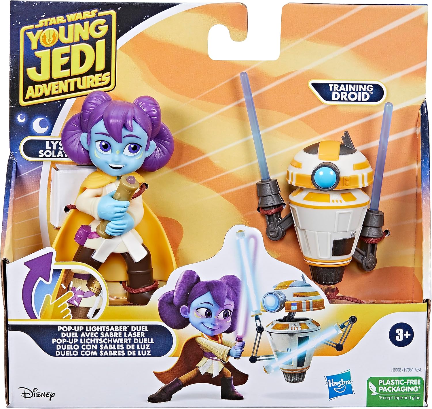 Star Wars Pop-Up Lightsaber Duel, Lys Solay & Training Droid Action Figures, 4"-Scale Star Wars Toys for Kids