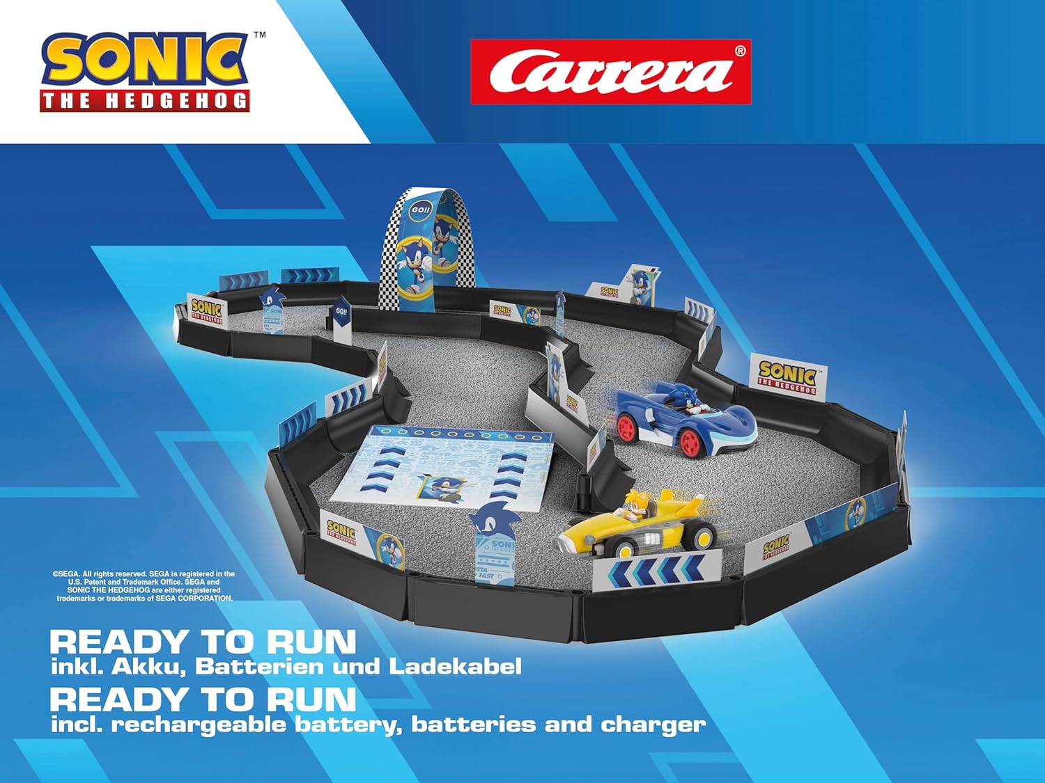 Carrera RC Sonic The Hedgehog - Team Sonic Racing Tabletop Racing Set - With Mini RC Sonic & Tails