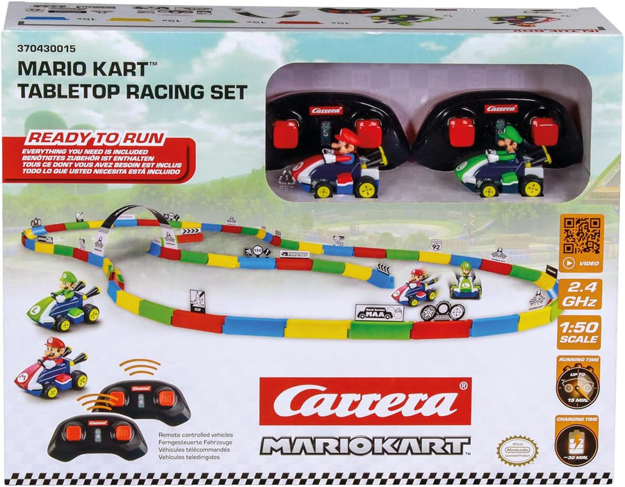 Carrera RC Mario Kart Tabletop Racing Set - With Mario & Luigi 1:43 Scale - Up To 5 Kmh, Ready-To-Run, All Batteries Included, Suitable For Ages 6 Years+