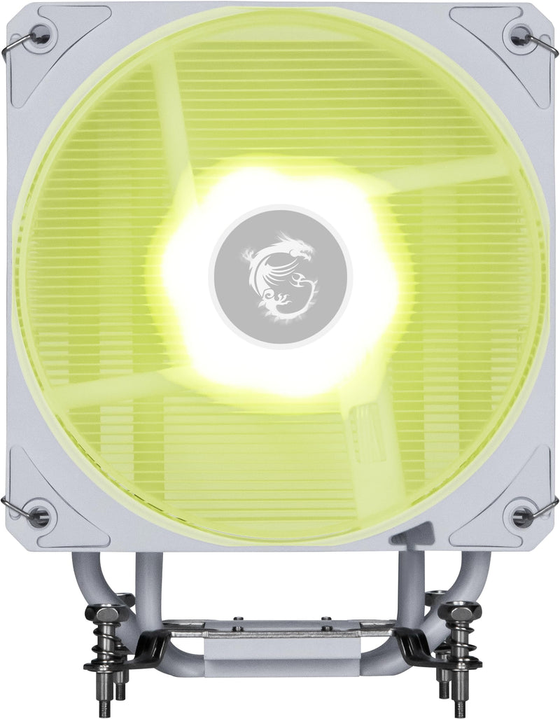MSI MAG COREFROZR AA13 WHITE CPU Air Cooler - Direct Touch Four 6mm copper heatpipes, ARGB, CycloBlade 7, Pre-Applied Thermal Paste, Rifle Bearing Fans.