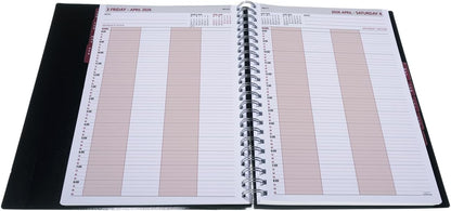 Collins - Leadership - 2026 12 Month Calendar Year Planner, Day-To-Page with 1/4 Hourly 4 Person Appointments Diary, A4 - Black (CP6742.99-26