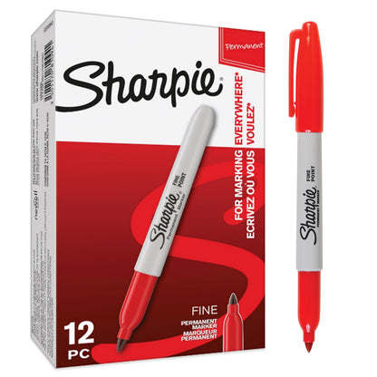 Sharpie Permanent Markers | Fine Point for Bold Details | Red Ink | 12 Marker Pens