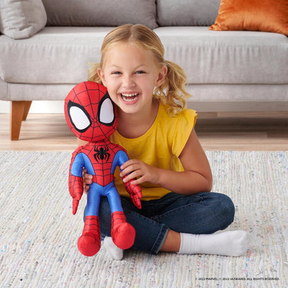 Spidey and his Amazing Friends Marvels My Friend Spidey 16” Plush with Sounds-Toys for Kids Ages 3 and Up-Featuring Your Friendly Neighborhood Spider-Man, Red