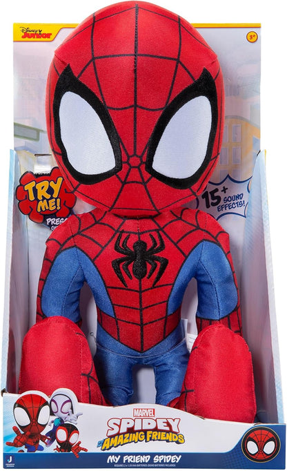 Spidey and his Amazing Friends Marvels My Friend Spidey 16” Plush with Sounds-Toys for Kids Ages 3 and Up-Featuring Your Friendly Neighborhood Spider-Man, Red