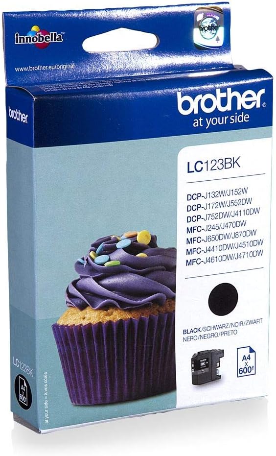 Brother LC-123BK Inkjet Cartridge, Black, Single Pack, Standard Yield, Includes 1 x Inkjet Cartridge, Brother Genuine Supplies