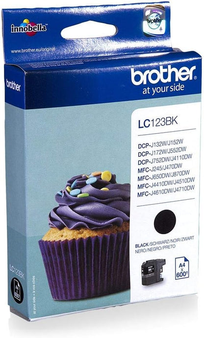 Brother LC-123BK Inkjet Cartridge, Black, Single Pack, Standard Yield, Includes 1 x Inkjet Cartridge, Brother Genuine Supplies