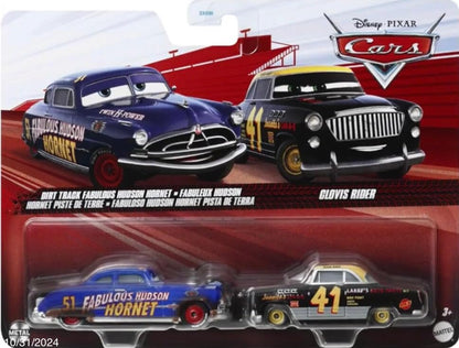 Disney Cars - 2-Pack Dirt Track Fabulous Hudson Hornet & Clovis Rider