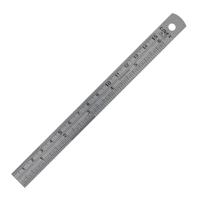 Linex Lxesl15 - Regla (acero inoxidable, sistema métrico e imperial, con tabla de conversión 150 mm